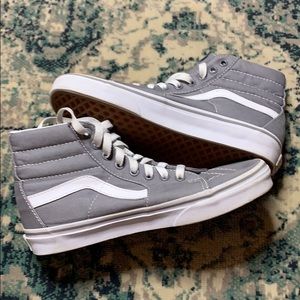 Classic high tops gray and white vans size 7